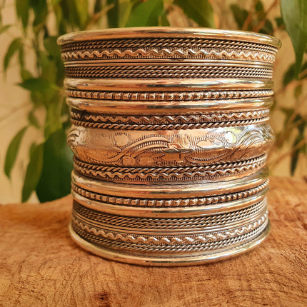 Large Silver Cuff Bracelet / Tribal / Mens Bracelet / Boho / Ethnic / Rustic / Bohemian / Hippie / Gypsy / Jewellery / Mens jewelery