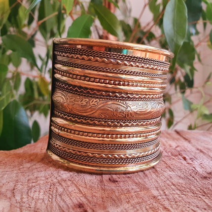 Large Brass Cuff Bracelet / Tribal / Mens Bracelet / Boho / Ethnic / Rustic / Bohemian / Hippie / Gypsy / Jewellery / Mens jewelery