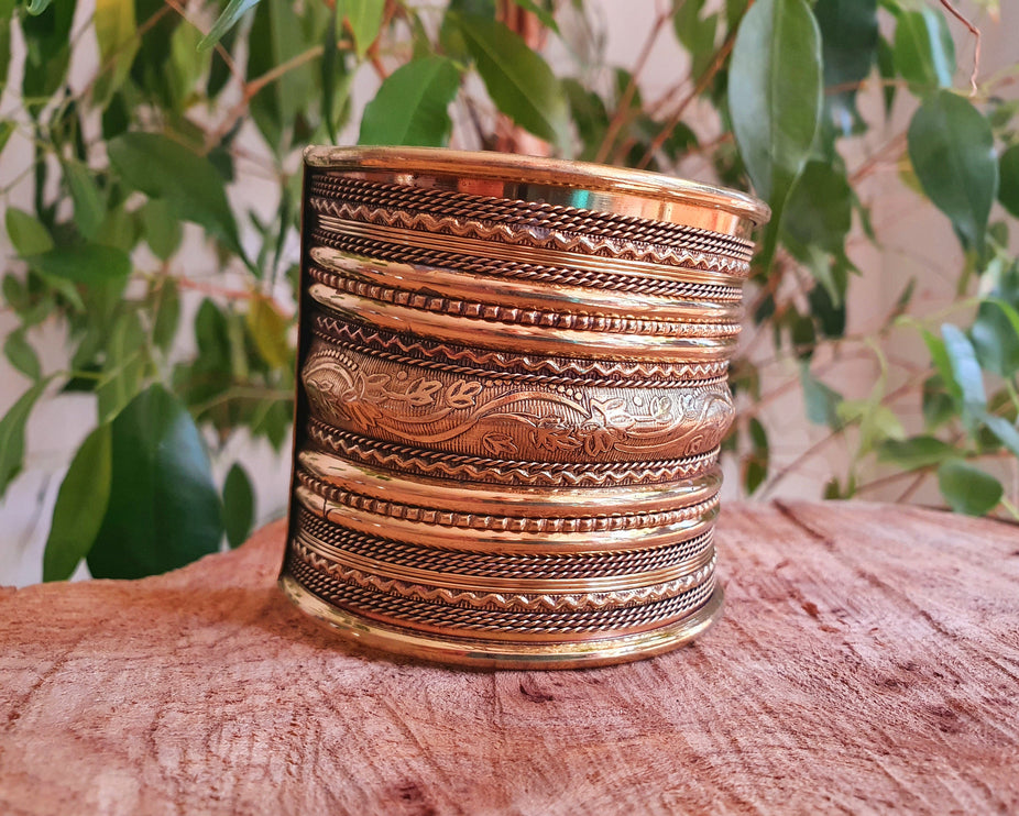 Large Brass Cuff Bracelet / Tribal / Mens Bracelet / Boho / Ethnic / Rustic / Bohemian / Hippie / Gypsy / Jewellery / Mens jewelery