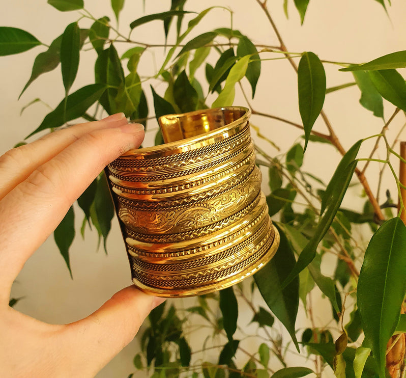 Large Brass Cuff Bracelet / Tribal / Mens Bracelet / Boho / Ethnic / Rustic / Bohemian / Hippie / Gypsy / Jewellery / Mens jewelery