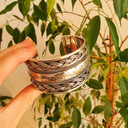 Textured Silver Cuff Bracelet / Tribal / Unisex / Celtic / Nordic / Boho / Ethnic / Rustic / Bohemian / Gypsy / Jewellery / Mens jewelery /