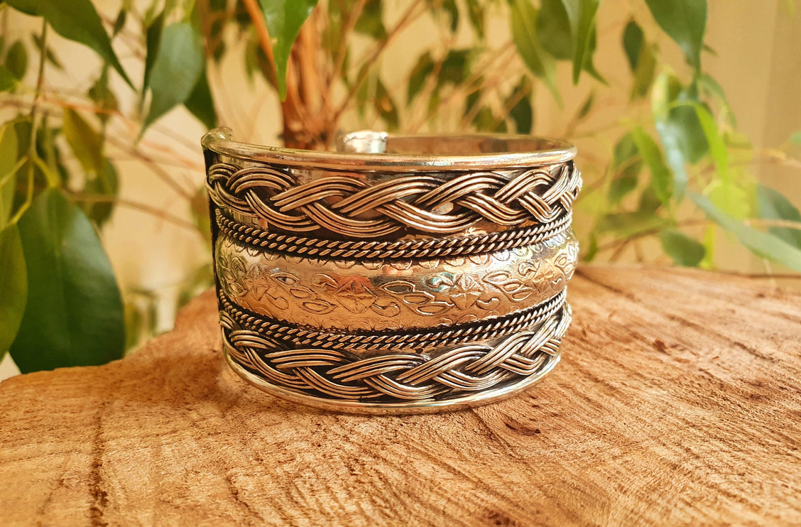 Textured Silver Cuff Bracelet / Tribal / Unisex / Celtic / Nordic / Boho / Ethnic / Rustic / Bohemian / Gypsy / Jewellery / Mens jewelery /