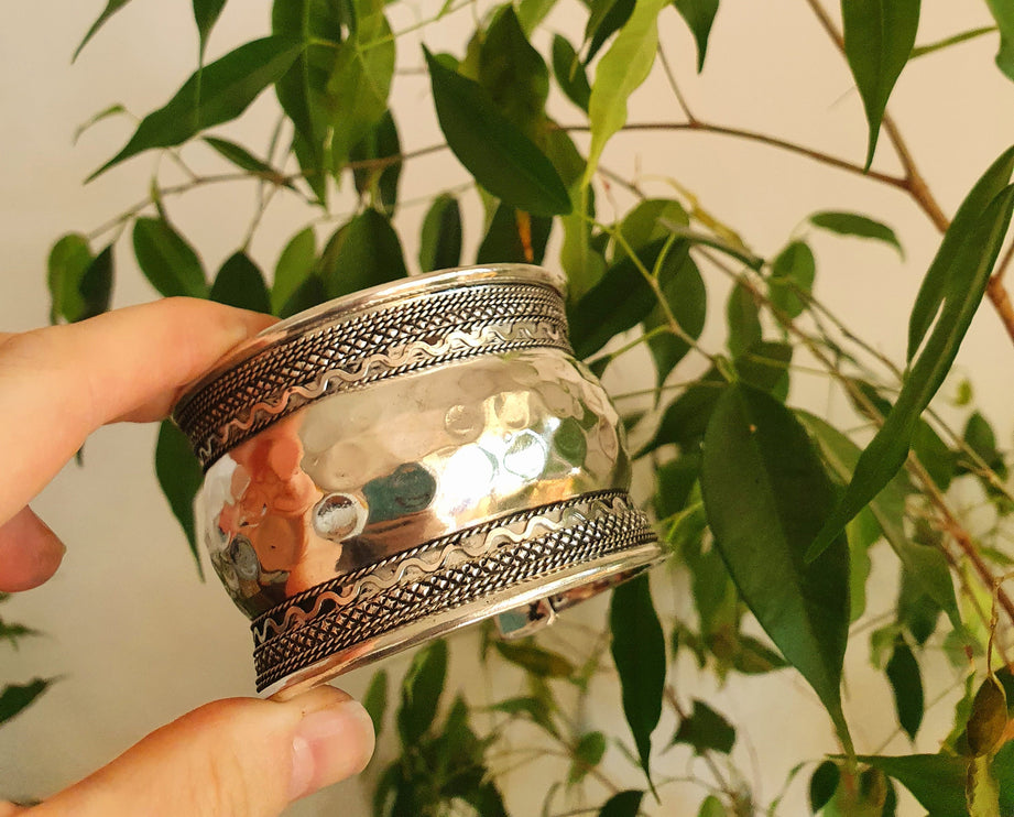 Hammered Silver Cuff Bracelet / Tribal / Hammered / Boho / Ethnic / Rustic / Bohemian / Hippie / Gypsy / Jewellery / Adjustable / Unisex /