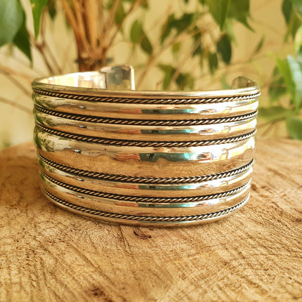 Silver Cuff Bracelet / Tribal / Celtic / Boho / Ethnic / Rustic / Bohemian / Hippie / Gypsy / Jewellery / Adjustable / Unisex / Mens