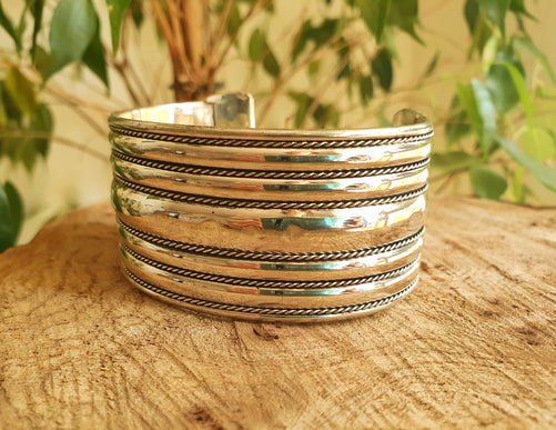 Silver Cuff Bracelet / Tribal / Celtic / Boho / Ethnic / Rustic / Bohemian / Hippie / Gypsy / Jewellery / Adjustable / Unisex / Mens