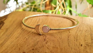 Silver Moon Bracelet / Rose Quartz / Bangle / Galaxy / Solar System / Planets / Boho / Adjustable / Hippie / Chic / Sun