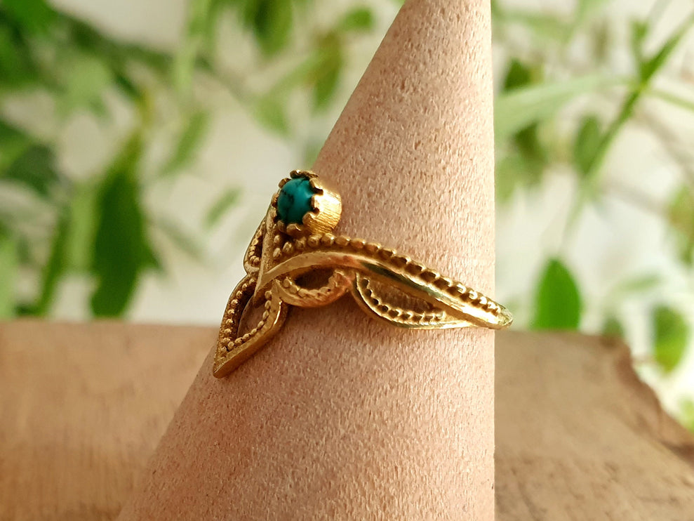 Turquoise Ring Ethnic style Brass / Boho / Bohemian / Psy / Rustic / Tribal / Gypsy / Festival / Healing / Festival