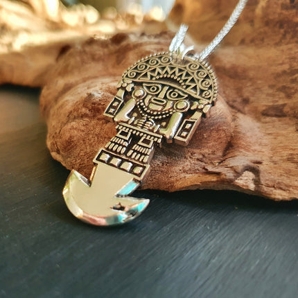 Silver Sacred Mayan God Pantheon Necklace / Hypoallergenic / Brass / Boho / Aztec / Inca / Ethnic / Hypoallergenic / Third Eye / Illuminati