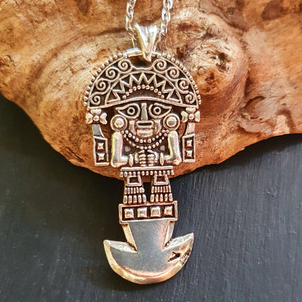 Silver Sacred Mayan God Pantheon Necklace / Hypoallergenic / Brass / Boho / Aztec / Inca / Ethnic / Hypoallergenic / Third Eye / Illuminati