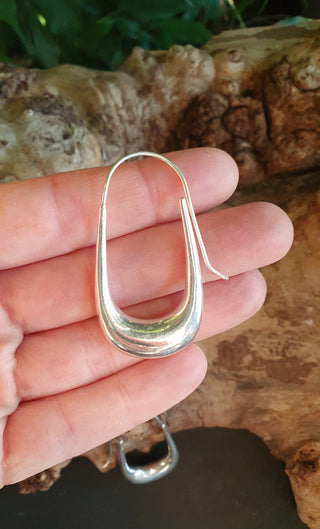 Solid Silver Metal Minimalist Earrings / Geometric Chic Ear Weights Ethnic Boho Classic Bohemian Gypsy Spiral Hippie Festival Tribal style