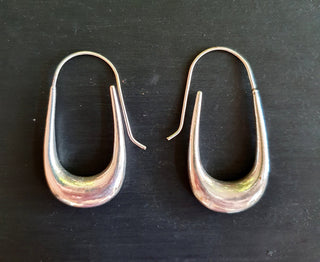 Solid Silver Metal Minimalist Earrings / Geometric Chic Ear Weights Ethnic Boho Classic Bohemian Gypsy Spiral Hippie Festival Tribal style