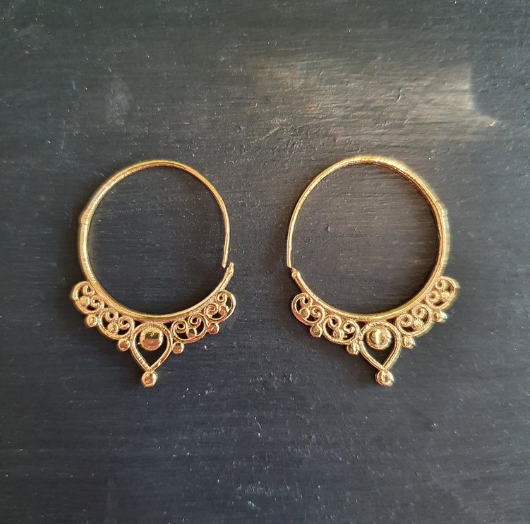 Small Boho Gold Hoop Earrings; Ethnic, Geometric, Small, Rustic, Yoga, Hippie, Gypsy, Pretty, Ssy, Boho, Bohemian, Festival