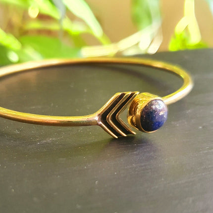 Arrow Bracelet / Bangle / Lapis Lazuli / Brass / Ethnic / Rustic / Bohemian / Hippie / Gypsy / Psy / Chic / Jewellery / Body / Adjustable