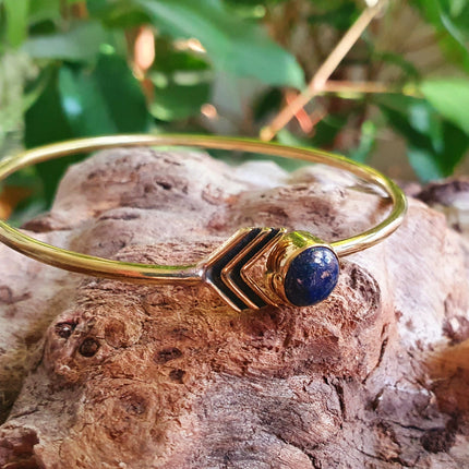 Arrow Bracelet / Bangle / Lapis Lazuli / Brass / Ethnic / Rustic / Bohemian / Hippie / Gypsy / Psy / Chic / Jewellery / Body / Adjustable