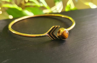 Boho Brass Bracelet / Tiger Eye / Bangle / Ethnic / Rustic / Bohemian / Hippie / Gypsy / Psy / Adjustable