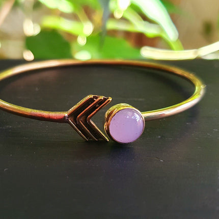 Arrow Bracelet / Rose Quartz / Brass / Boho / Bangle / Brass / Ethnic / Rustic / Bohemian / Hippie / Gypsy / Body / Adjustable