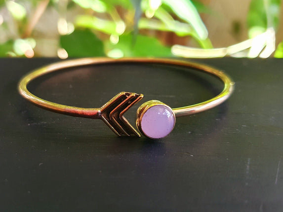 Arrow Bracelet / Rose Quartz / Brass / Boho / Bangle / Brass / Ethnic / Rustic / Bohemian / Hippie / Gypsy / Body / Adjustable