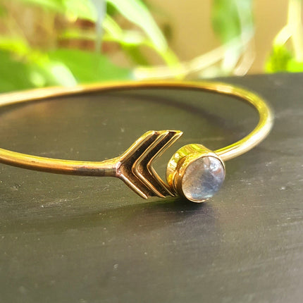 Labradorite Bracelet / Bangle / Brass / Ethnic / Rustic / Bohemian / Hippie / Gypsy / Psy / Chic / Jewellery / Body / Adjustable