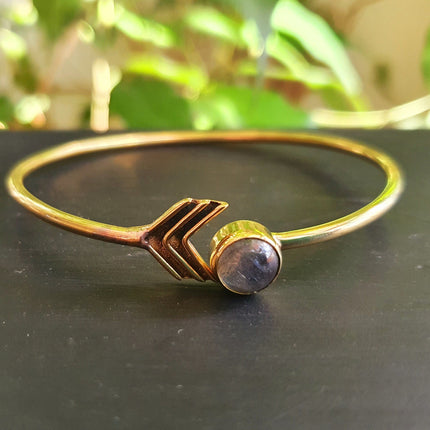 Labradorite Bracelet / Bangle / Brass / Ethnic / Rustic / Bohemian / Hippie / Gypsy / Psy / Chic / Jewellery / Body / Adjustable