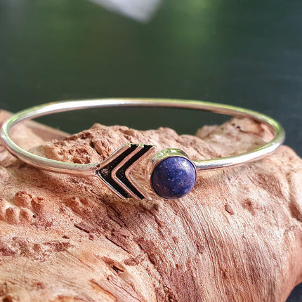 Lapis Lazuli Silver Arrow Bracelet / Bangle / Ethnic / Rustic / Bohemian / Hippie / Gypsy / Psy / Adjustable / Blue stone