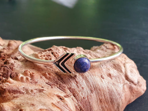 Lapis Lazuli Silver Arrow Bracelet / Bangle / Ethnic / Rustic / Bohemian / Hippie / Gypsy / Psy / Adjustable / Blue stone