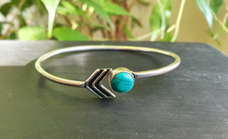 Silver Arrow Bracelet Turquoise / Bangle / Ethnic / Rustic / Bohemian / Hippie / Gypsy / Love / Jewellery / Body / Adjustable /Blue