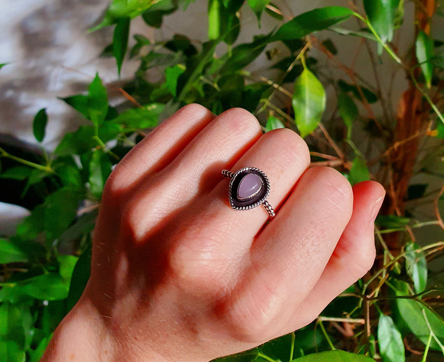 Ethnic style Silver & Amethyst Ring / Moon / Boho / Bohemian / Psy / Rustic / Tribal / Gypsy / Festival / Healing / Festival