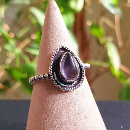 Ethnic style Silver & Amethyst Ring / Moon / Boho / Bohemian / Psy / Rustic / Tribal / Gypsy / Festival / Healing / Festival