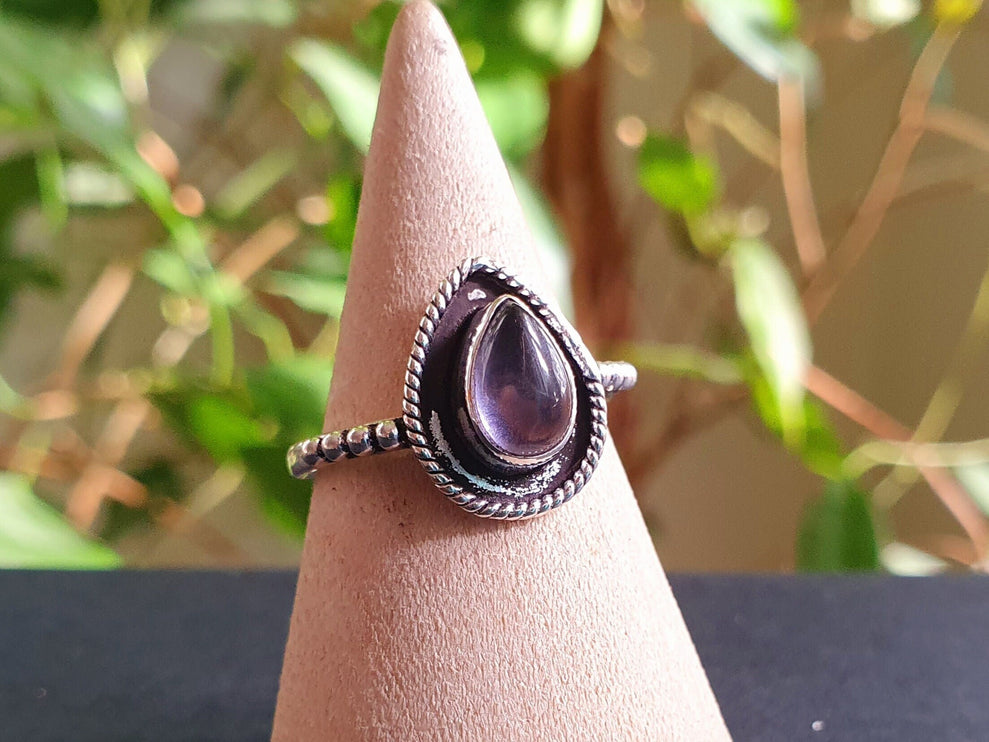 Ethnic style Silver & Amethyst Ring / Moon / Boho / Bohemian / Psy / Rustic / Tribal / Gypsy / Festival / Healing / Festival