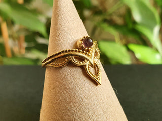 Amethyst Ethnic style Brass Ring / Moon / Boho / Bohemian / Psy / Rustic / Tribal / Gypsy / Festival / Healing / Festival