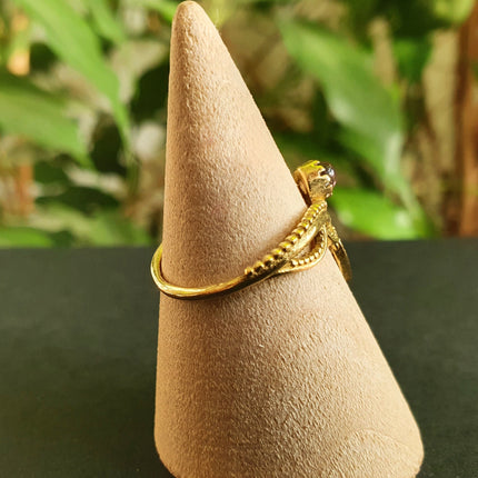 Amethyst Ethnic style Brass Ring / Moon / Boho / Bohemian / Psy / Rustic / Tribal / Gypsy / Festival / Healing / Festival