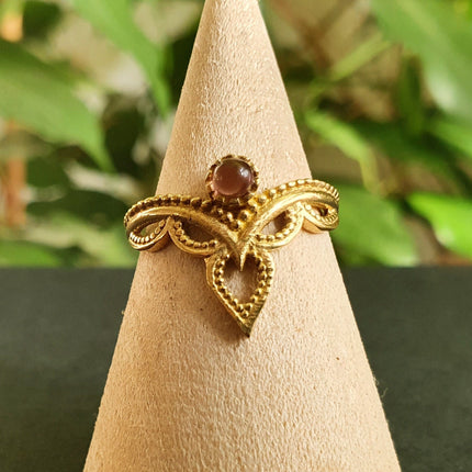 Amethyst Ethnic style Brass Ring / Moon / Boho / Bohemian / Psy / Rustic / Tribal / Gypsy / Festival / Healing / Festival