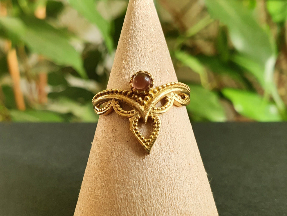 Amethyst Ethnic style Brass Ring / Moon / Boho / Bohemian / Psy / Rustic / Tribal / Gypsy / Festival / Healing / Festival