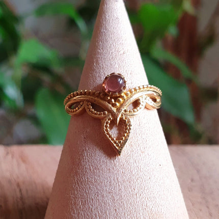 Amethyst Ethnic style Brass Ring / Moon / Boho / Bohemian / Psy / Rustic / Tribal / Gypsy / Festival / Healing / Festival