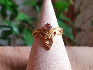 Amethyst Ethnic style Brass Ring / Moon / Boho / Bohemian / Psy / Rustic / Tribal / Gypsy / Festival / Healing / Festival