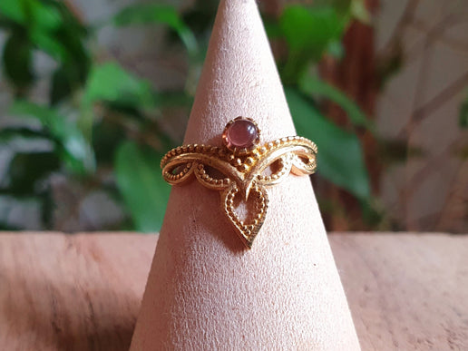 Amethyst Ethnic style Brass Ring / Moon / Boho / Bohemian / Psy / Rustic / Tribal / Gypsy / Festival / Healing / Festival