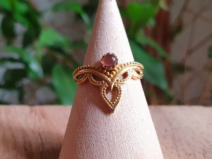Amethyst Ethnic style Brass Ring / Moon / Boho / Bohemian / Psy / Rustic / Tribal / Gypsy / Festival / Healing / Festival