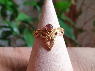 Amethyst Ethnic style Brass Ring / Moon / Boho / Bohemian / Psy / Rustic / Tribal / Gypsy / Festival / Healing / Festival