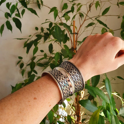 Textured Silver Cuff Bracelet / Tribal / Celtic / Boho / Ethnic / Rustic / Bohemian / Hippie / Jewellery / Adjustable / Unisex / Mens