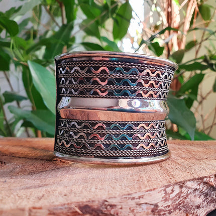 Textured Silver Cuff Bracelet / Tribal / Celtic / Boho / Ethnic / Rustic / Bohemian / Hippie / Jewellery / Adjustable / Unisex / Mens