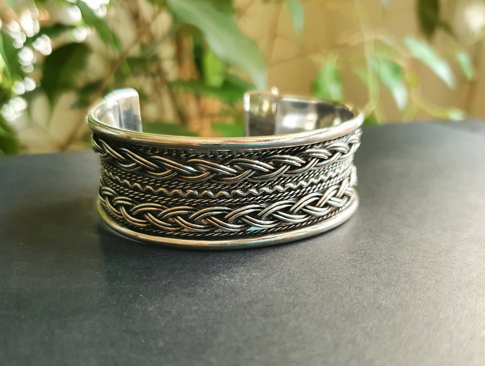 Small Silver Celtic Cuff Bracelet / Tribal / Mens Bracelet / Boho / Ethnic / Rustic / Bohemian / Hippie / Gypsy / Jewellery / Mens jewelery