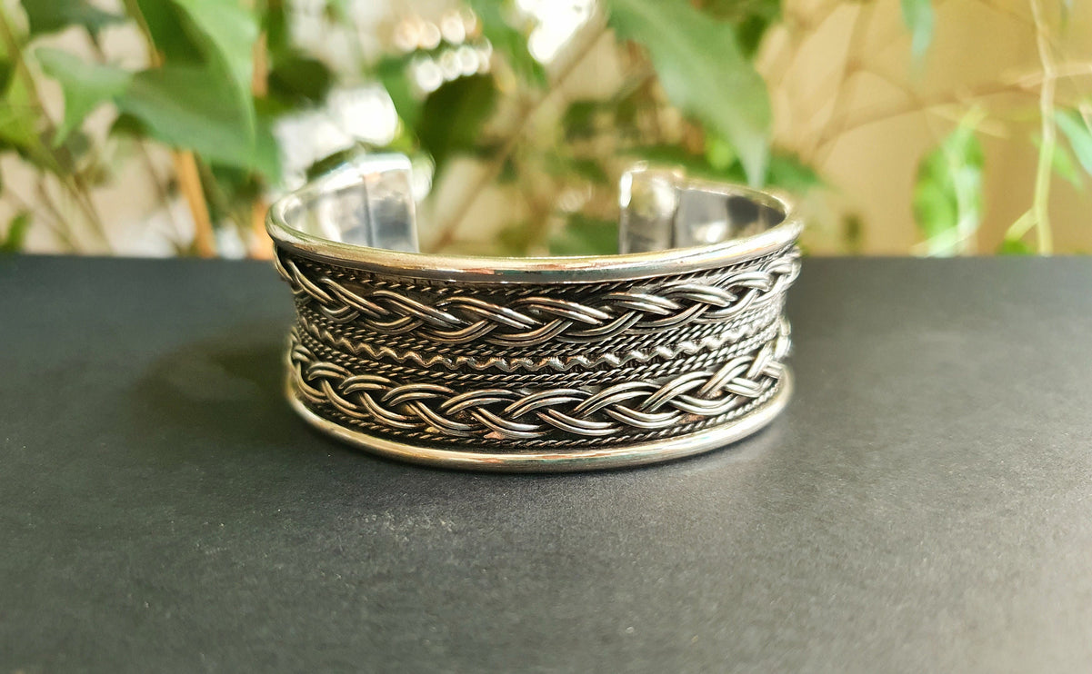 Small Silver Celtic Cuff Bracelet / Tribal / Mens Bracelet / Boho / Ethnic / Rustic / Bohemian / Hippie / Gypsy / Jewellery / Mens jewelery