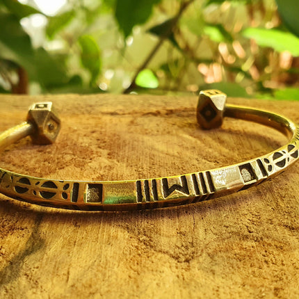 African Brass Bracelet / Tuareg Jewelry / Cuff / Boho / Ethnic / Costume / Bohemian / Medieval / Gypsy / Geometric /