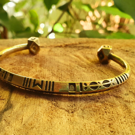 African Brass Bracelet / Tuareg Jewelry / Cuff / Boho / Ethnic / Costume / Bohemian / Medieval / Gypsy / Geometric /