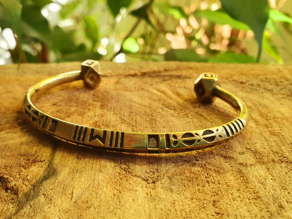 African Brass Bracelet / Tuareg Jewelry / Cuff / Boho / Ethnic / Costume / Bohemian / Medieval / Gypsy / Geometric /