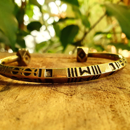 African Brass Bracelet / Tuareg Jewelry / Cuff / Boho / Ethnic / Costume / Bohemian / Medieval / Gypsy / Geometric /