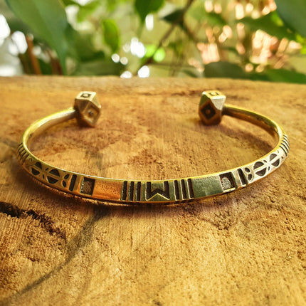 African Brass Bracelet / Tuareg Jewelry / Cuff / Boho / Ethnic / Costume / Bohemian / Medieval / Gypsy / Geometric /