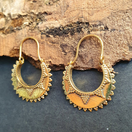 Small Afghani Hoop Tribal Earrings; Ethnic, Geometric, Small, Rustic, Yoga, Hippie, Gypsy, Pretty, Ssy, Boho, Bohemian, Festival