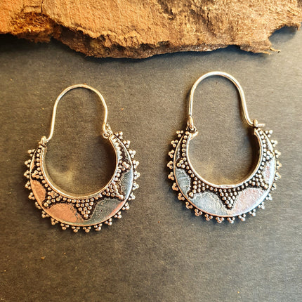 Small Afghani Hoops Earrings; Ethnic, Geometric, Small, Rustic, Yoga, Hippie, Gypsy, Pretty, Ssy, Boho, Bohemian, Festival