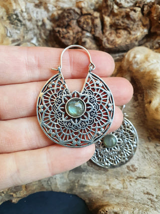 Silver Ethnic Labradorite Earrings Ethnic, Blue Stone , rustic, yoga, hippie, gypsy, pretty, psy, boho, bohemian, festival